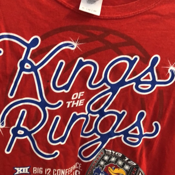 KU Red “King of the Rings” Men’s Basketball T-Shirt from 2015 - Picture 2 of 5